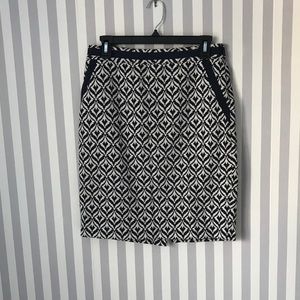 Limited Navy Blue and Cream Pencil Skirt